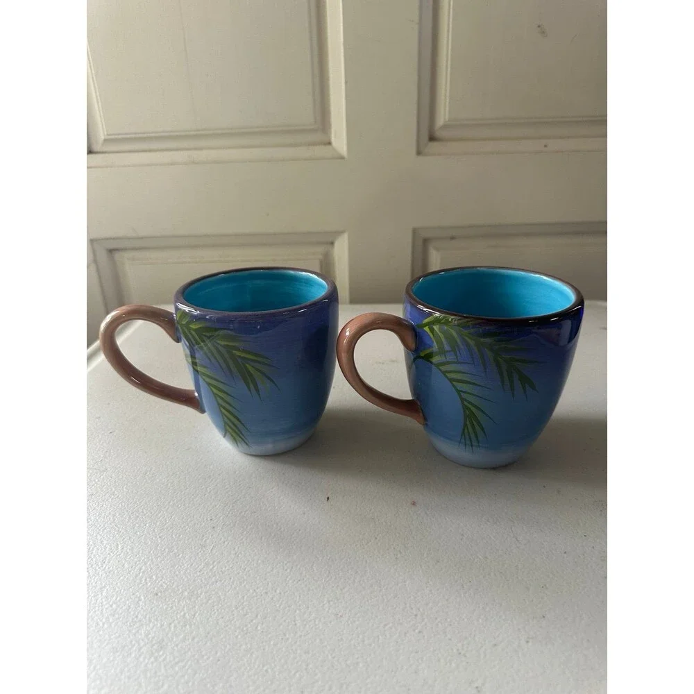 Tropical Holiday By Clay Art Pottery Rare Discontinued Replacement Glazed Mugs